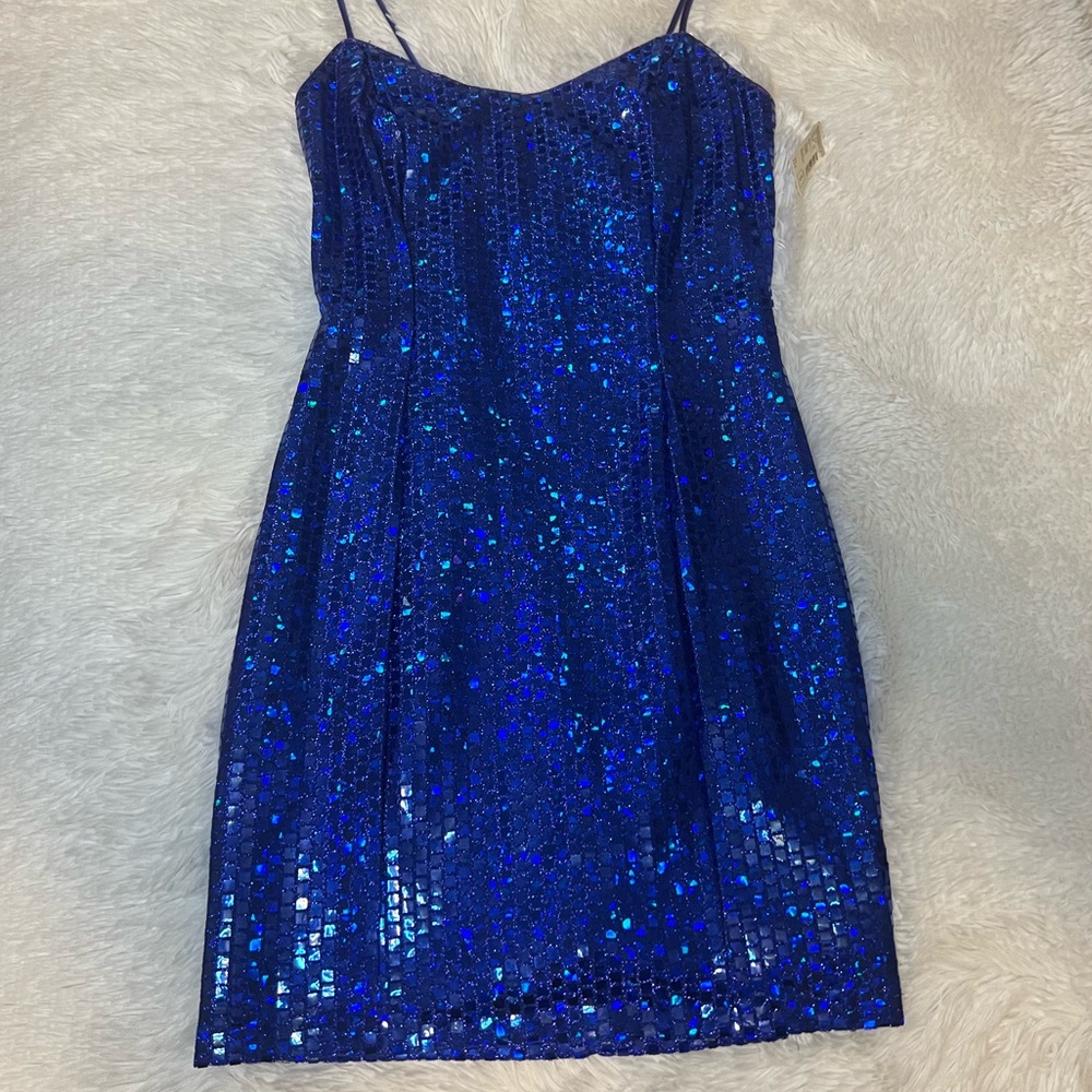 Vintage L.A. GLO 💙 NWT- Blue Sequin Mini Dress